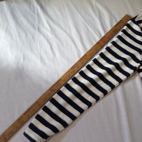 FDJ funnel cowl embellished pullover tunic sweater women's medium navy/white - Picture 7 of 8